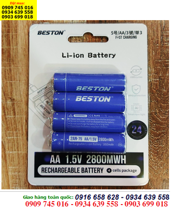Beston 2AM-75-2800mWh (=1850mAh), Pin sạc 1.5v Lithium Li-ion Beston 2AM-75-2800mWh /Vỉ 4viên